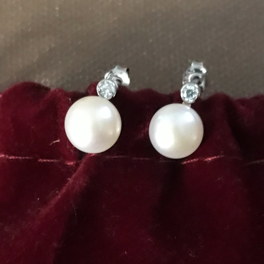 Diamond and pearl earrings